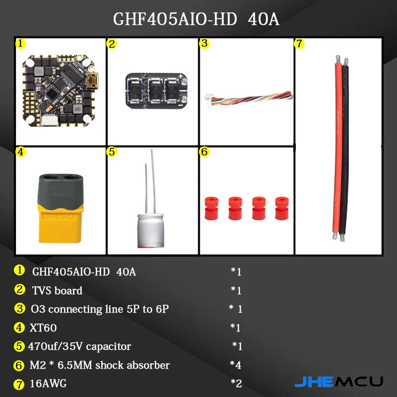JHEMCU GHF405AIO-HD 40A AIO Flight Controller F405