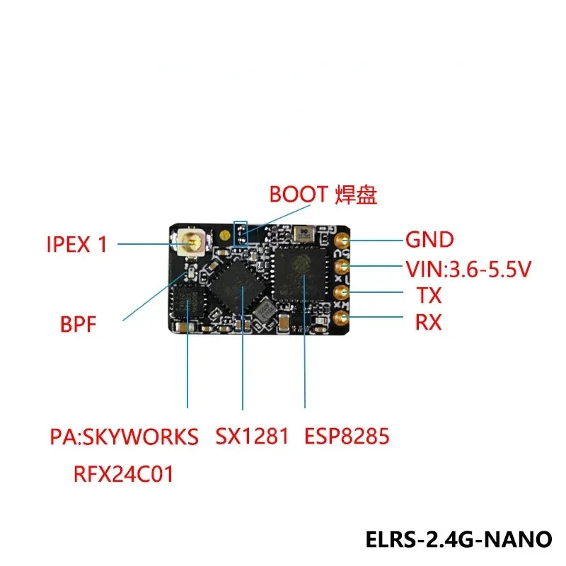5PCS ELRS 915MHz / 2.4GHz NANO ExpressLRS Receiver With T type Antenna