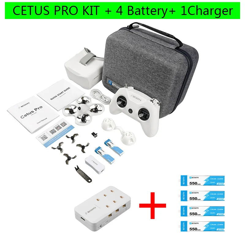 BETAFPV Cetus Pro FPV Kit: VR02 Goggles, Literadio2 SE, Cetus Pro Drone