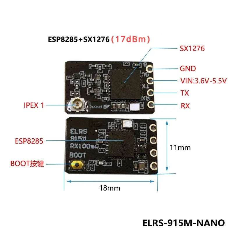 5PCS ELRS 915MHz / 2.4GHz NANO ExpressLRS Receiver With T type Antenna