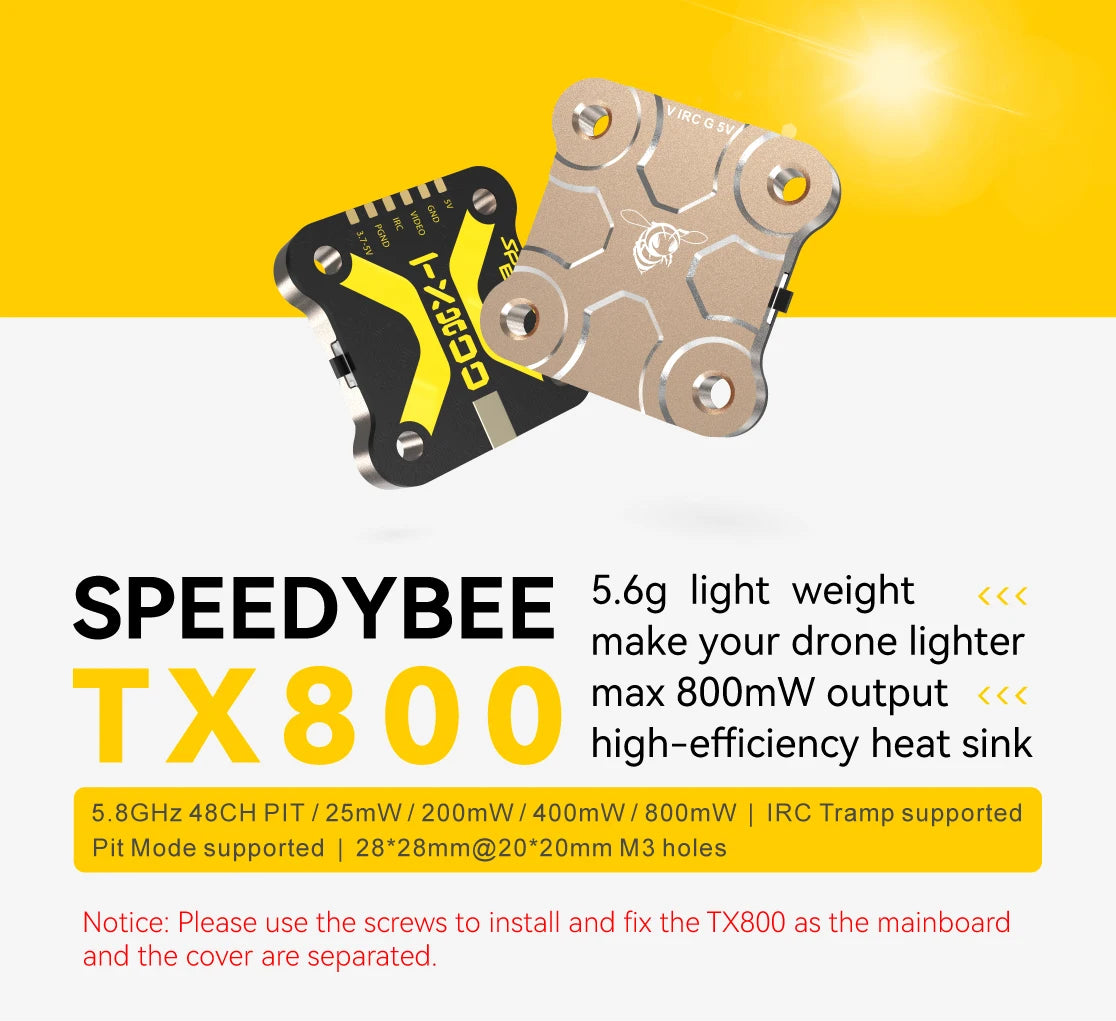 SpeedyBee TX800 VTX 5.8G 48CH PitMode 25mW/200mW/400mW/800mW