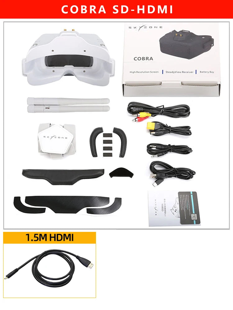 SKYZONE Cobra X V4 1280x720 Goggles 5.8G 48CH Receiver, Head Tracker, DVR With HDMI