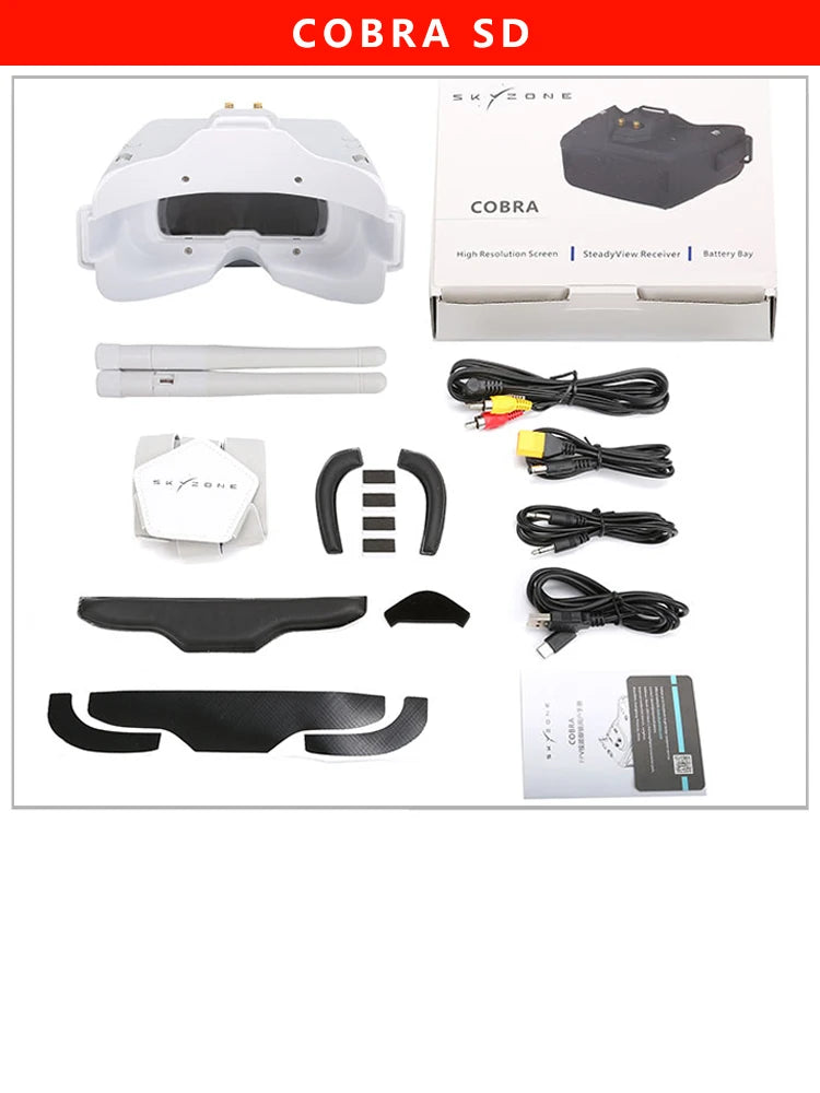 SKYZONE Cobra X V4 1280x720 Goggles 5.8G 48CH Receiver, Head Tracker, DVR With HDMI